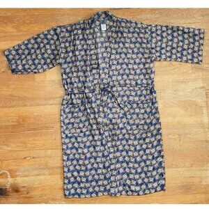 Vintage Mens Silk Bathrobe Size Small/Medium/Large 80s Geometric Print Bath Robe